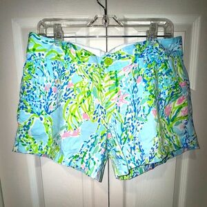 Lilly Pulitzer Blue Green Pink Printed Shorts Bermudas